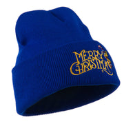 Merry Christmas with Candy Cane Embroidered Long Beanie