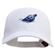 Boat In Bottle Embroidered Low Profile Structured Cap - White OSFM