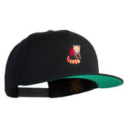 Red Panda Embroidered 5 Panel Flat Bill Twill Snapback Solid Cap - Black OSFM