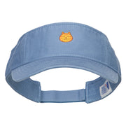 Mini Cat Face Embroidered Cotton Washed Visor