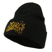 Merry Christmas with Candy Cane Embroidered Long Beanie