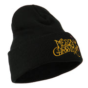 Merry Christmas with Candy Cane Embroidered Long Beanie