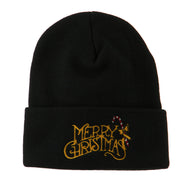 Merry Christmas with Candy Cane Embroidered Long Beanie