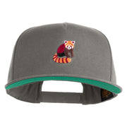 Red Panda Embroidered 5 Panel Flat Bill Twill Snapback Solid Cap - Dark Grey OSFM