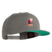 Red Panda Embroidered 5 Panel Flat Bill Twill Snapback Solid Cap - Dark Grey OSFM