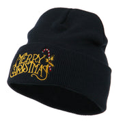 Merry Christmas with Candy Cane Embroidered Long Beanie