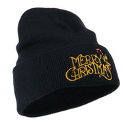 Merry Christmas with Candy Cane Embroidered Long Beanie