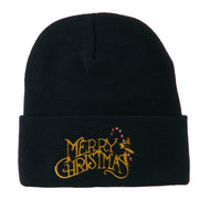 Merry Christmas with Candy Cane Embroidered Long Beanie