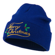 Merry Christmas with Mistletoes Embroidered Long Beanie