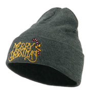 Merry Christmas with Candy Cane Embroidered Long Beanie