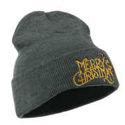 Merry Christmas with Candy Cane Embroidered Long Beanie