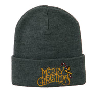 Merry Christmas with Candy Cane Embroidered Long Beanie