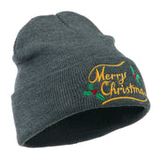 Merry Christmas with Mistletoes Embroidered Long Beanie