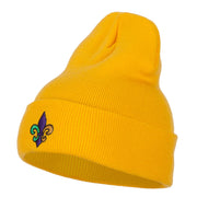 Mardi Gras Fleur de Lis Embroidered Long Beanie