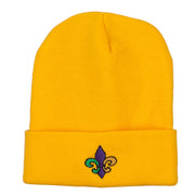 Mardi Gras Fleur de Lis Embroidered Long Beanie