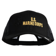 US Marine Corps Design Embroidered Solid Cotton Twill Mesh Prostyle Cap - Black OSFM