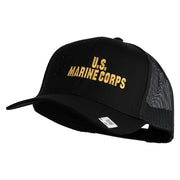US Marine Corps Design Embroidered Solid Cotton Twill Mesh Prostyle Cap - Black OSFM
