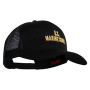 US Marine Corps Design Embroidered Solid Cotton Twill Mesh Prostyle Cap - Black OSFM