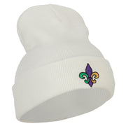 Mardi Gras Fleur de Lis Embroidered Long Beanie