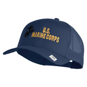US Marine Corps Design Embroidered Solid Cotton Twill Mesh Prostyle Cap - Navy OSFM