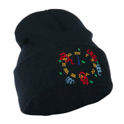 New Years Midnight Clock Embroidered Beanie