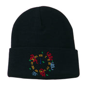 New Years Midnight Clock Embroidered Beanie