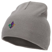 Mardi Gras Fleur de Lis Embroidered 8 Inch Knitted Short Beanie