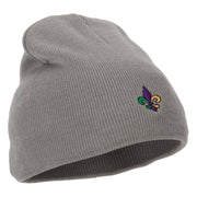 Mardi Gras Fleur de Lis Embroidered 8 Inch Knitted Short Beanie