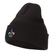 Mardi Gras Fleur de Lis Embroidered Long Beanie