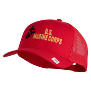US Marine Corps Design Embroidered Solid Cotton Twill Mesh Prostyle Cap - Red OSFM