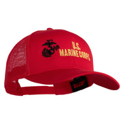 US Marine Corps Design Embroidered Solid Cotton Twill Mesh Prostyle Cap - Red OSFM