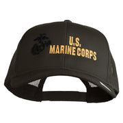 US Marine Corps Design Embroidered Solid Cotton Twill Mesh Prostyle Cap - Charcoal OSFM
