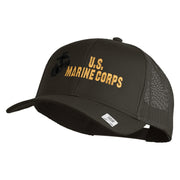 US Marine Corps Design Embroidered Solid Cotton Twill Mesh Prostyle Cap - Charcoal OSFM