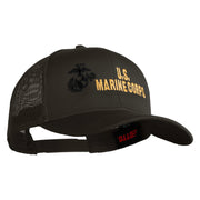 US Marine Corps Design Embroidered Solid Cotton Twill Mesh Prostyle Cap - Charcoal OSFM