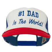 Number 1 Dad In The World Embroidered Foam Mesh Back Cap