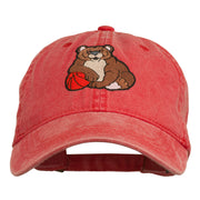 Bear Mascot Embroidered Washed Cap