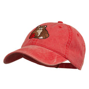 Bear Mascot Embroidered Washed Cap