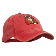 Bear Mascot Embroidered Washed Cap