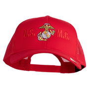 USMC Design Embroidered Solid Cotton Twill Mesh Prostyle Cap - Red OSFM