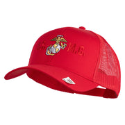 USMC Design Embroidered Solid Cotton Twill Mesh Prostyle Cap - Red OSFM