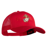 USMC Design Embroidered Solid Cotton Twill Mesh Prostyle Cap - Red OSFM