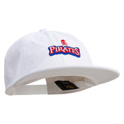 Pirate Skull Vessel Logo Embroidered Unconstructed high profile Cotton Flat Bill Cap - White OSFM