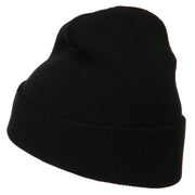 Mustache Embroidered Cuff Long Beanie