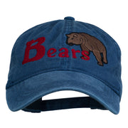 Bear Mascot Embroidered Washed Cap