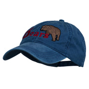 Bear Mascot Embroidered Washed Cap