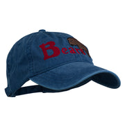 Bear Mascot Embroidered Washed Cap