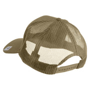 USMC Design Embroidered Solid Cotton Twill Mesh Prostyle Cap - Khaki OSFM