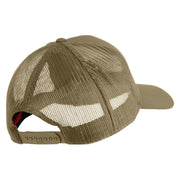 USMC Design Embroidered Solid Cotton Twill Mesh Prostyle Cap - Khaki OSFM