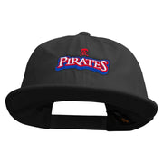 Pirate Skull Vessel Logo Embroidered Unconstructed high profile Cotton Flat Bill Cap - Black OSFM