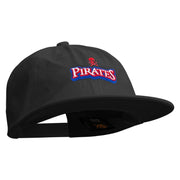 Pirate Skull Vessel Logo Embroidered Unconstructed high profile Cotton Flat Bill Cap - Black OSFM